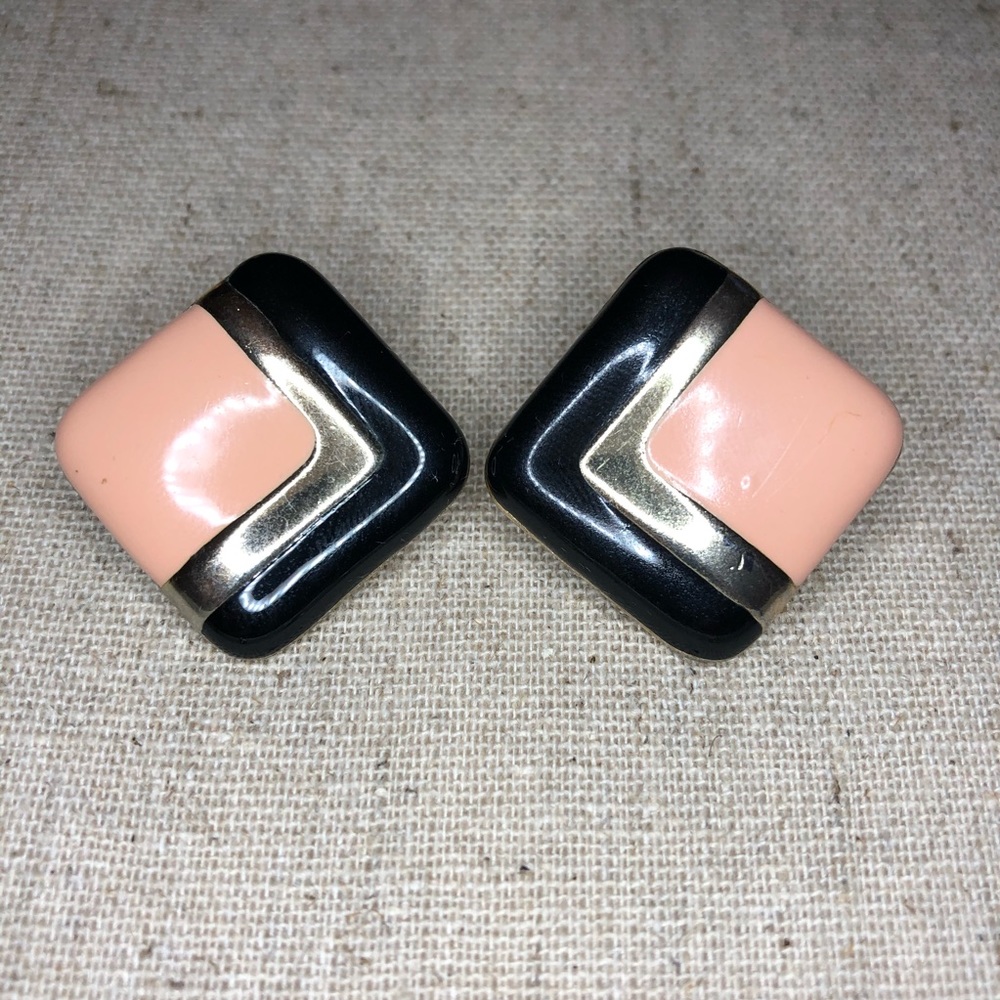 Black, Gold tone, Nude Stud Earrings